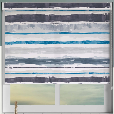 Brushstroke Indigo Pelmet Roller Blinds Frame