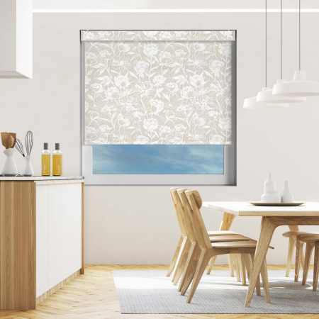 Floral Bark Oatmeal Electric Pelmet Roller Blinds