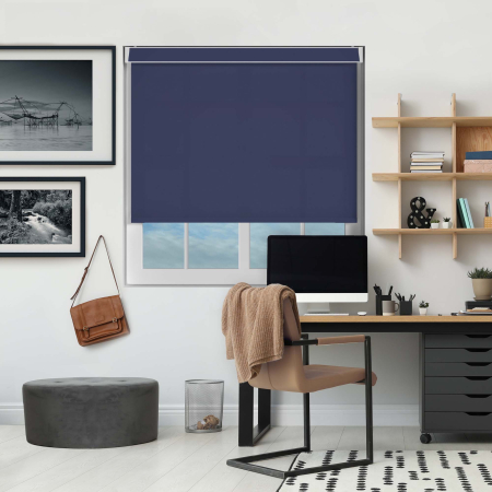 Luxe Dark Blue Electric Pelmet Roller Blinds