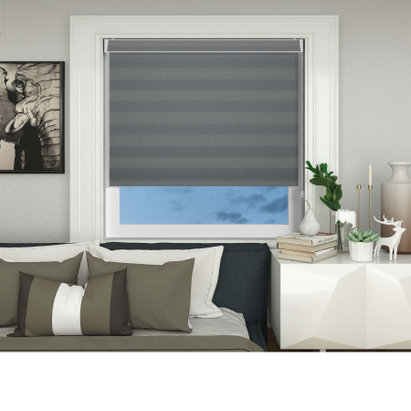 Metallic Stripe Charcoal No Drill Blinds