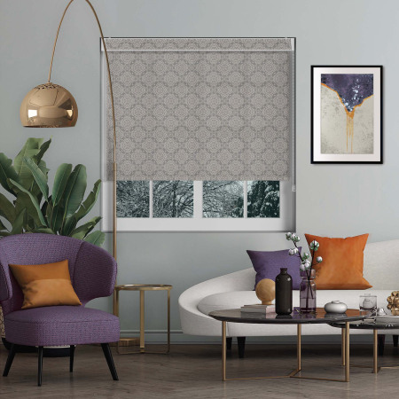 Morocco Grey Electric No Drill Roller Blinds