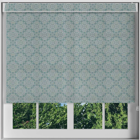 Morocco Smokey Blue Pelmet Roller Blinds Frame