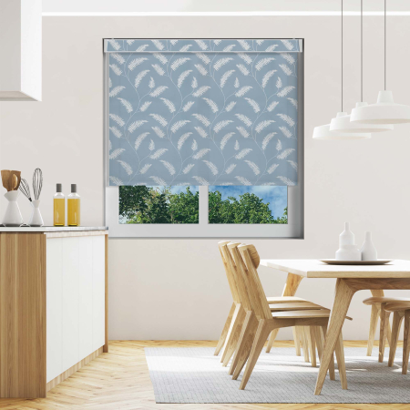 Pinn Steel Blue Electric Pelmet Roller Blinds