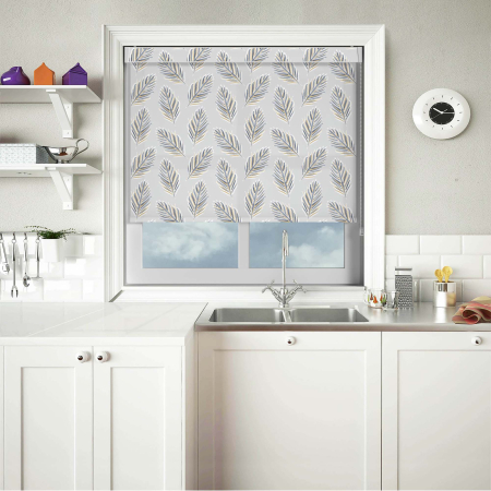 Pinnate Blue Pelmet Roller Blinds