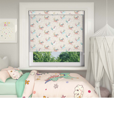 Playful Unicorn Electric No Drill Roller Blinds