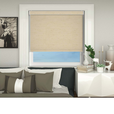 Satin Beige Pelmet Roller Blinds