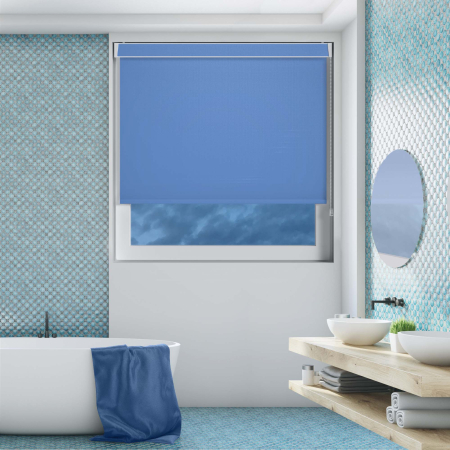 Shower Safe Blue Pelmet Roller Blinds