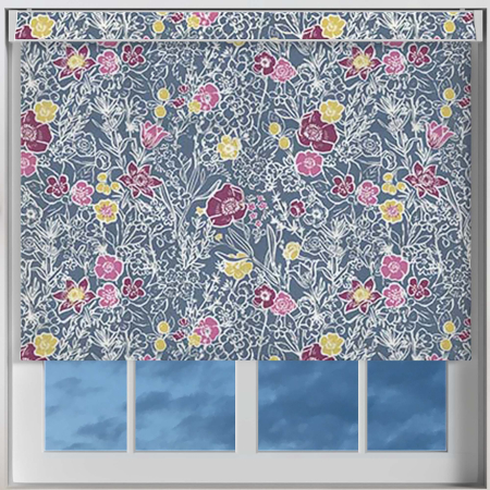 Sketch Floral Peacock Electric Pelmet Roller Blinds Frame