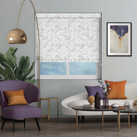 Tapestry Avian Silver Pelmet Roller Blinds