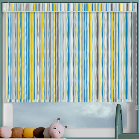 Tilde Stripe Lemon Electric No Drill Roller Blinds Frame