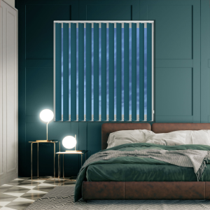 Bedtime Ocean Blue Vertical Blinds Open