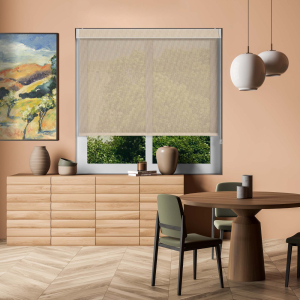 Cream Sun Screen Electric No Drill Roller Blinds