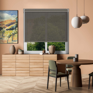 Dark Grey Sun Screen Electric Pelmet Roller Blinds