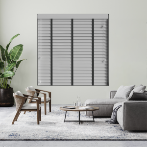 Kalm with Smoke Tape Wood Venetian Blinds