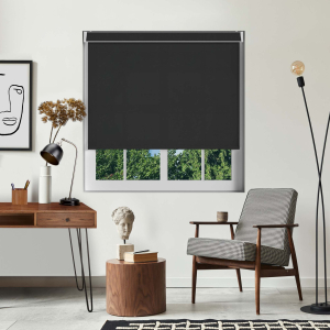 Luxe Black Electric Pelmet Roller Blinds