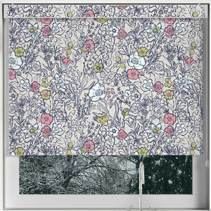 Sketch Floral Natural Pelmet Roller Blinds Frame